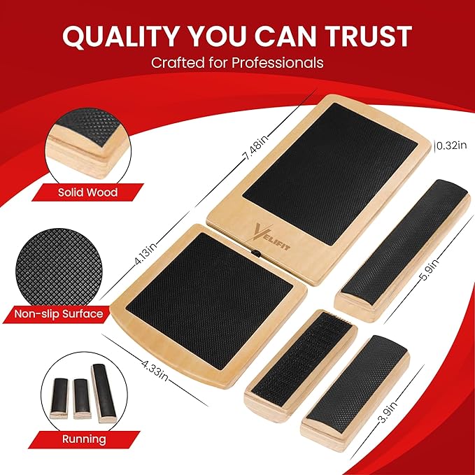 Velifit Ankle Strengthener & Axis Board, Bamboo Ankle Balance Boards for Physical Therapy, Blackboard Foot Trainer & Foot Strengthener, Giboard for Balance Training, Axisboard for Leg Stability