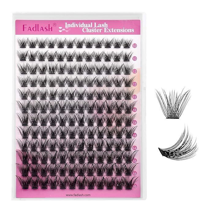 Lash Clusters 10-16mm 144pcs Mixed Tray Individual Lashes D Curl Individual Lashes Cluster Eyelash Extensions DIY Lash Extensions Eyelash Clusters Eyelash Extension Kit at Home (J04-0.07D, 10-16mm)