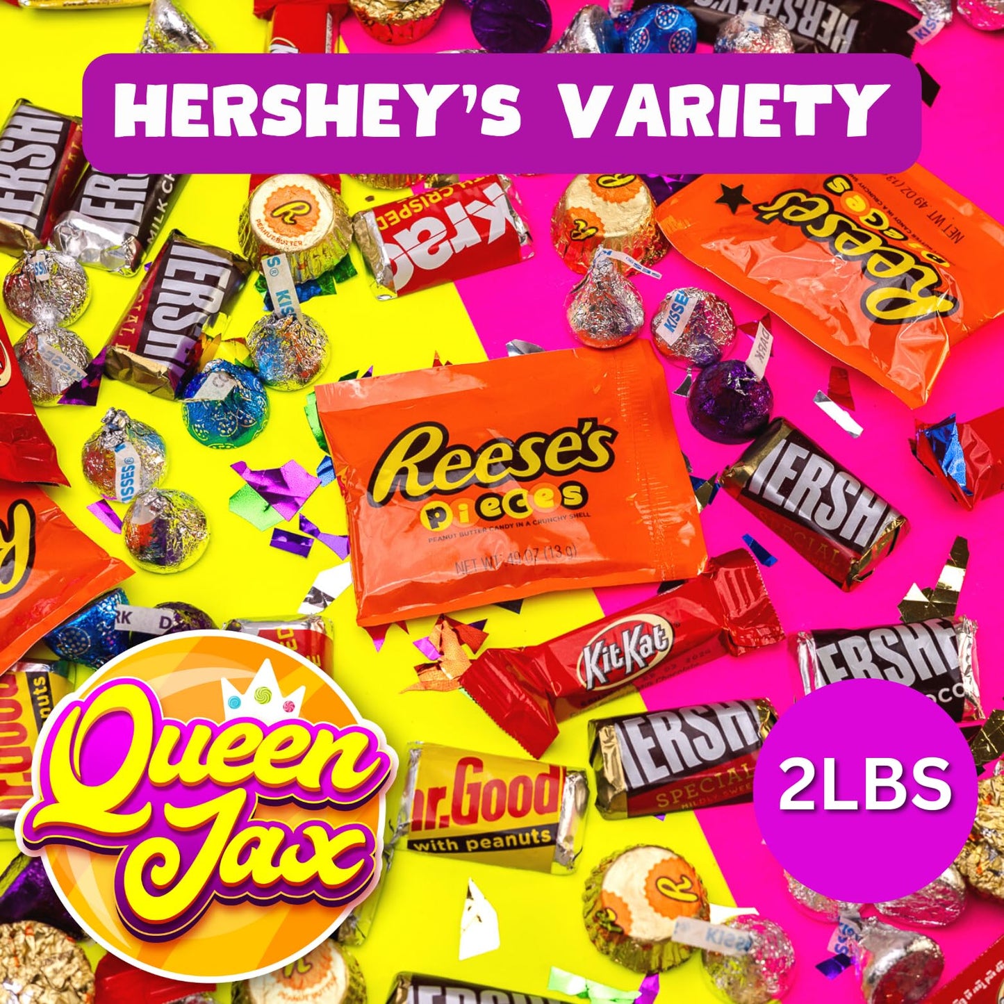 Chocolate Candy Variety Pack- 2 Lb - Dark & Milk Candies and More! Halloween Bulk Bar, Individually Wrapped by Queen Jax
