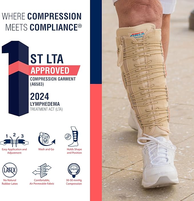 EXTREMIT-EASE Compression Garment 30-50 mmHg Lower Leg Compression Wrap - Ideal for Mild to Moderate Lymphedema Swelling, Venous Insufficiency, and Post-Op Edema