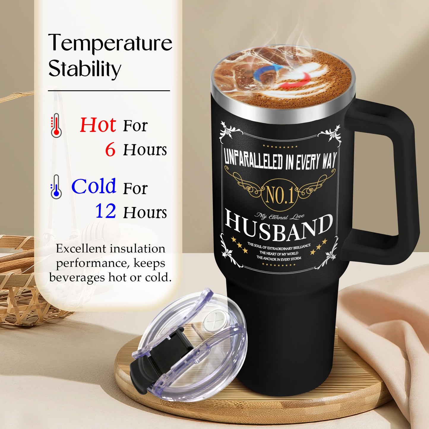 Gifts for Husband from Wife - Birthday Gifts for Husband - Anniversary Wedding Gift for Men - Christmas Valentines Day Gift for Him - Best Husband Ever Gifts - To My Man 40 Oz Tumbler
