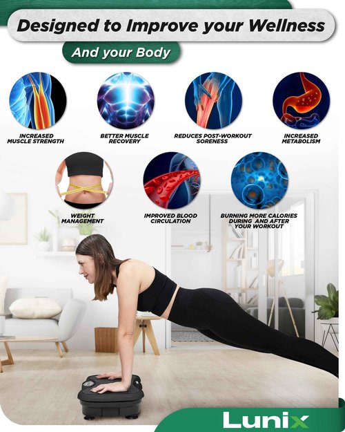 Lunix LX18 Vibration Plate Exercise Machine with Handles & Magnetic Acupoints, Power Platform for Lymphatic Drainage, Full Body Workout Home Fitness Equipment with Phone Holder