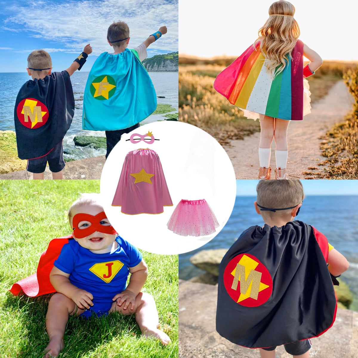 IDOTTA Kids Super-hero Costumes Capes with Mask Tutu Set for Girls Dress Up Party Halloween Princess Super Hero Cosplay