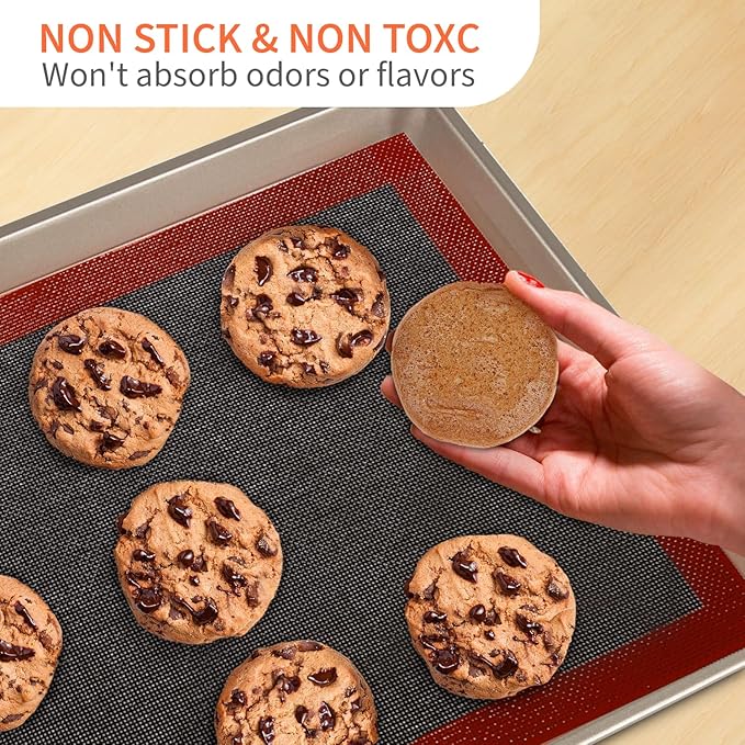 Silicone Baking Mat - Non Slip Silicone Baking Sheet, Non Stick Reusable Silicone Mats for Baking, Oven Liner, Counter Mat - Half Sheet Baking Mat(2, 16 * 12)