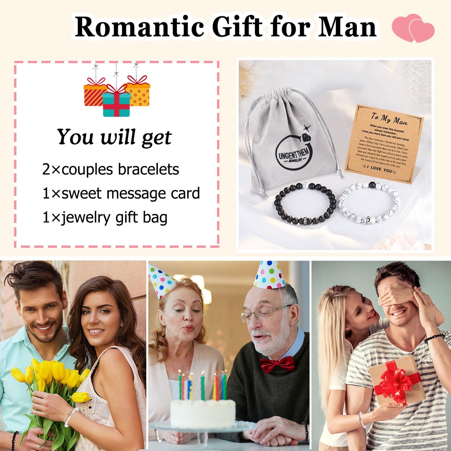 UNGENT THEM Gifts for Men Valentines Birthday Anniversary Unique Christmas Him Boyfriend Husband Bracelet Who Have Everything Want Nothing