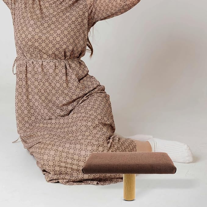 Ergonomic Portable Kneeling Stool with Soft Cushion Small Wooden Prayer Bench for Meditation and Balance Exercises Posture Support Seat for Adults