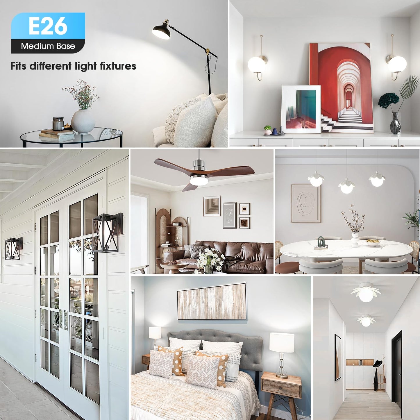 Maylaywood 24-Pack A19 LED Light Bulbs, 60W Equivalent, Daylight White 5000K, E26 Base, 850 Lumen, Non-Dimmable, 9W Bright White LED Bulb