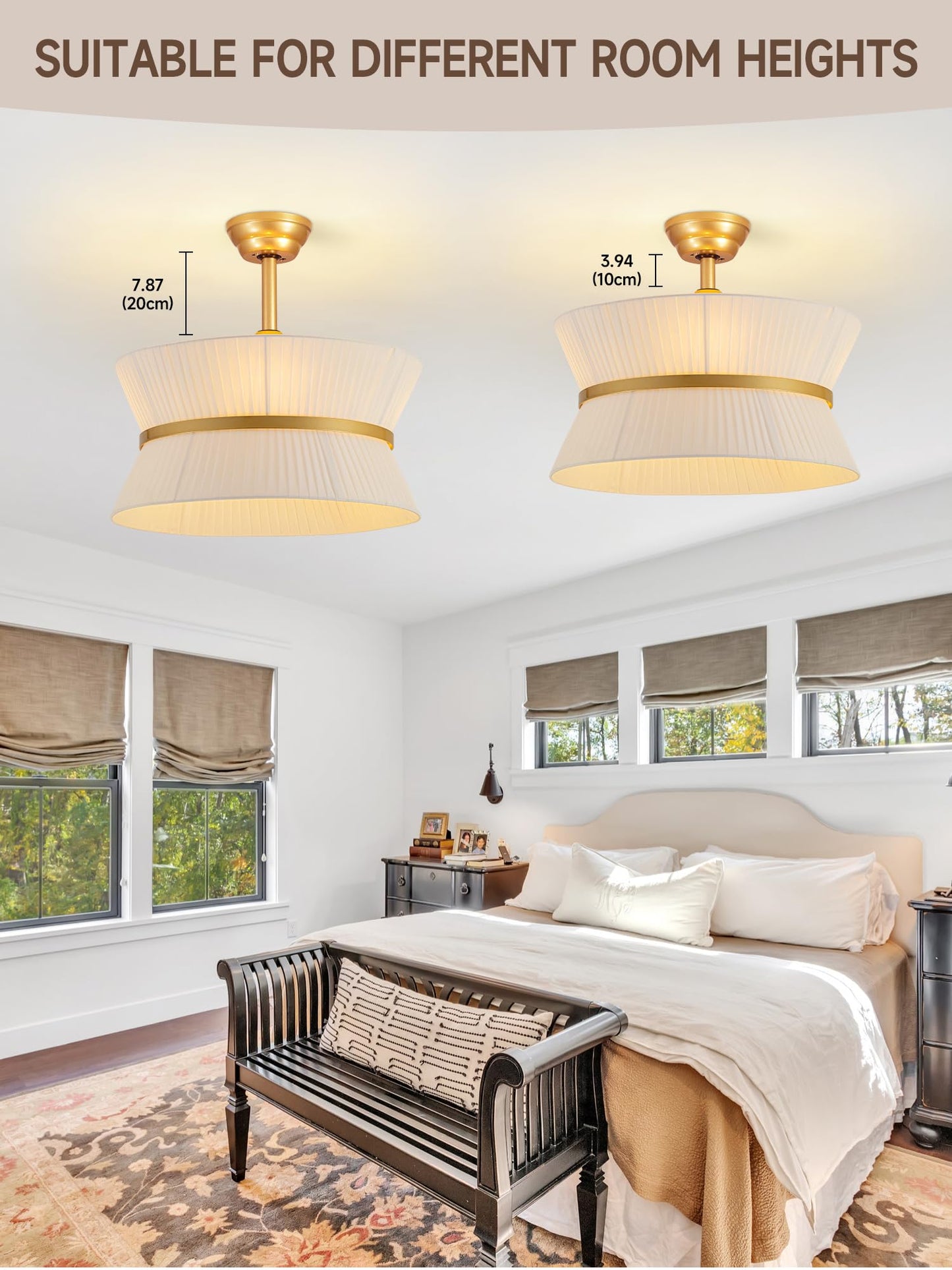 Boho Fandelier Ceiling Fan With Light And Remote Fabric Chandelier Fan Gold Caged Ceiling Fan With Light For Bedroom, Living Roo