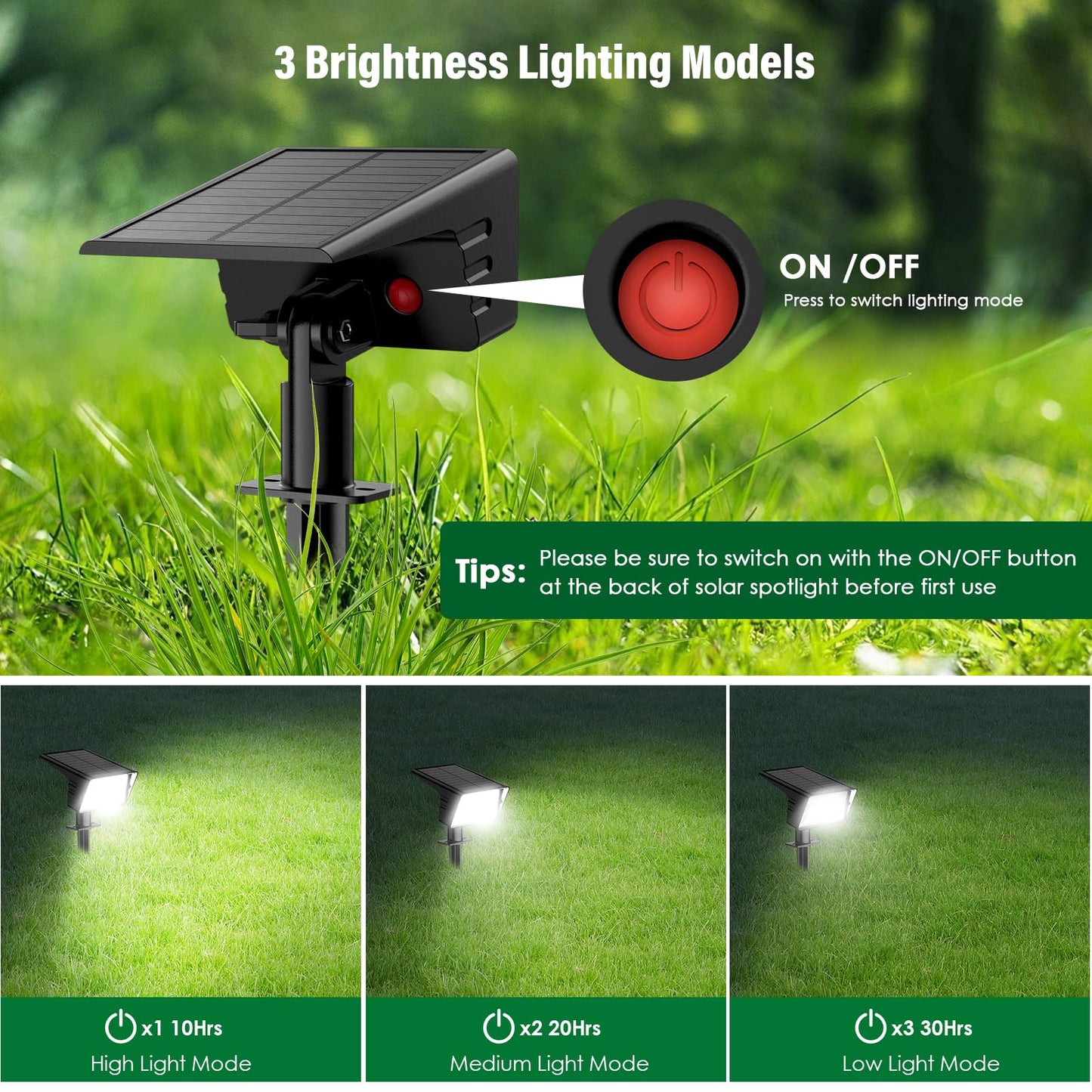 LAMKEEP Solar Spot Lights Outdoor with 60 LED & Auto On/Off, 4 Pack Solar Lights Outdoor Waterproof IP68 with 3 Lighting Modes, 2-in-1 Solars Landscape Light for Outside, Garden, Yard(Cool White)