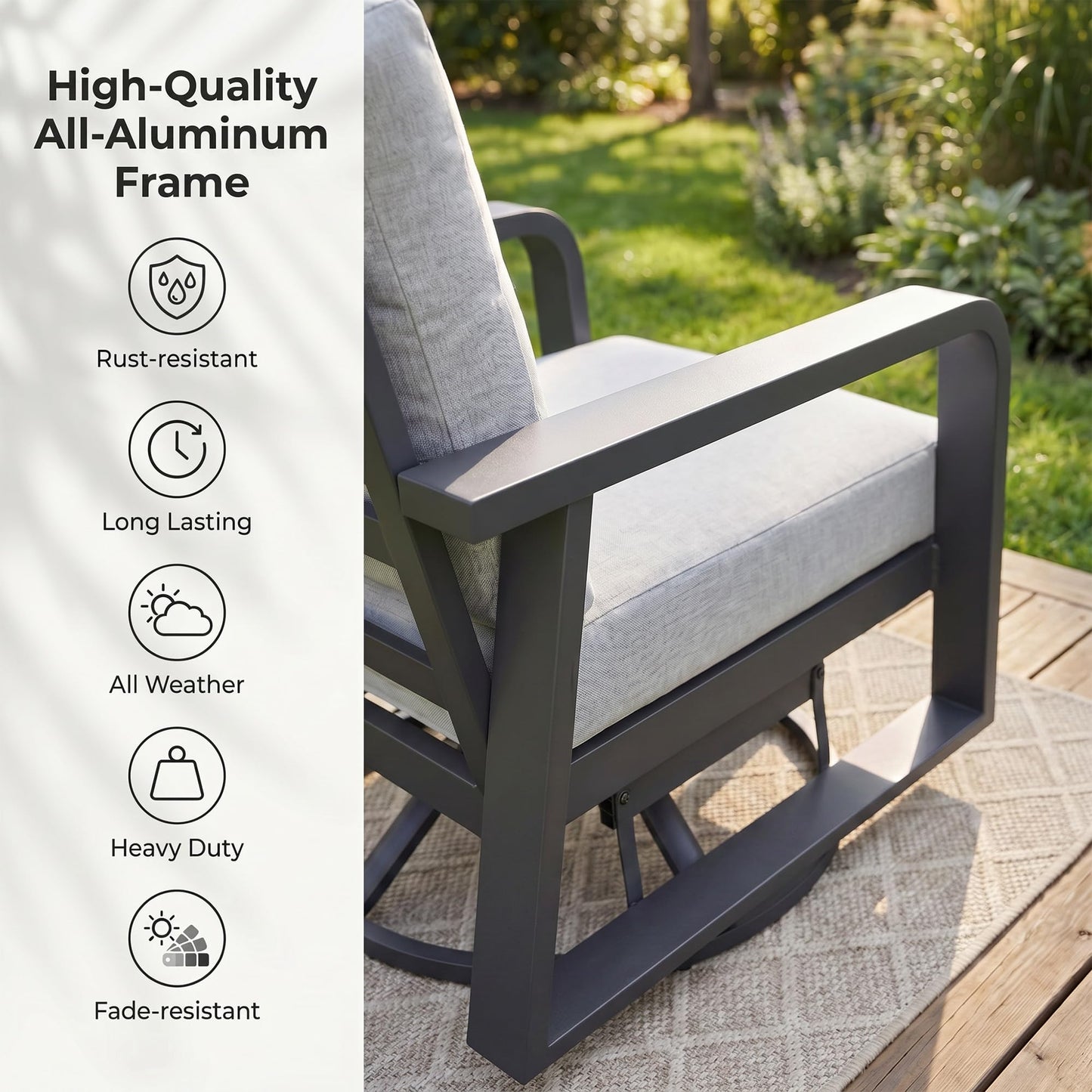 Outdoor Patio Metal Furniture Set 8 Pieces, Luxury Aluminum Outdoor Conversation Set, Aluminum Patio Outdoor Metal Furniture Set for Backyard, Garden, Poolside, Sunroom, Deck