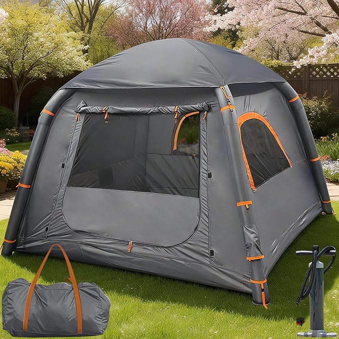 Inflatable Tents for Camping, 2/4/6/8 Person Easy Setup Blow Up Tents for 4 Seasons Waterproof Inflatable Hot Tent, Air Gl...