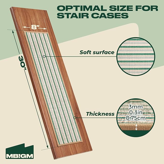 MBIGM 8" X 30" (15 in Pack) Non-Slip Carpet Stair Treads Non-Skid Safety Rug Slip Resistant Indoor Runner for Kids Elders & Pets with Reusable Adhesive - Soft Stripes - Serene Sage