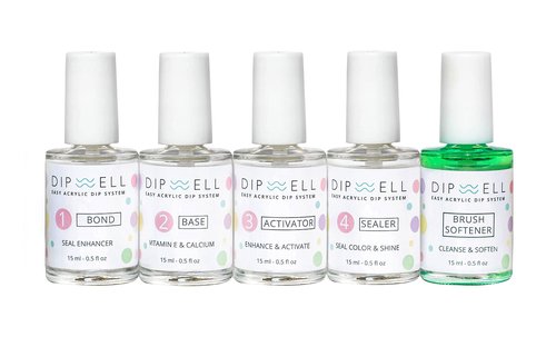 DipWell Dip Powder Nail Kit - Pastel Color Starter, Acrylic & Gel Resin Kit - Comes With Bond, Base, Activator, Sealer, Brush Softener + 3 Powder Jars
