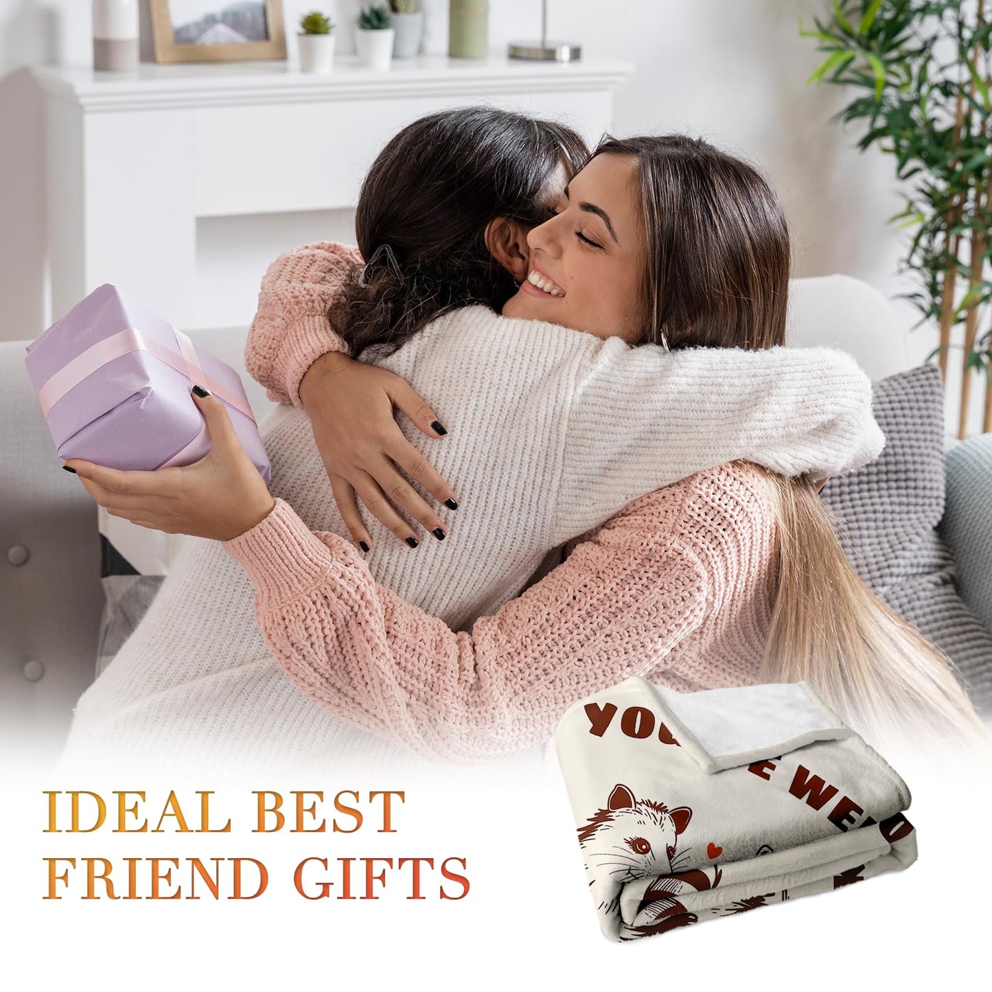 Purdicra Best Friend Birthday Gifts for Women Friendship, Friendship Gifts for Best Friend Women, Cozy Best Friends Throw Blanket, Cute Raccoon and Opossum Blanket 60"x50"
