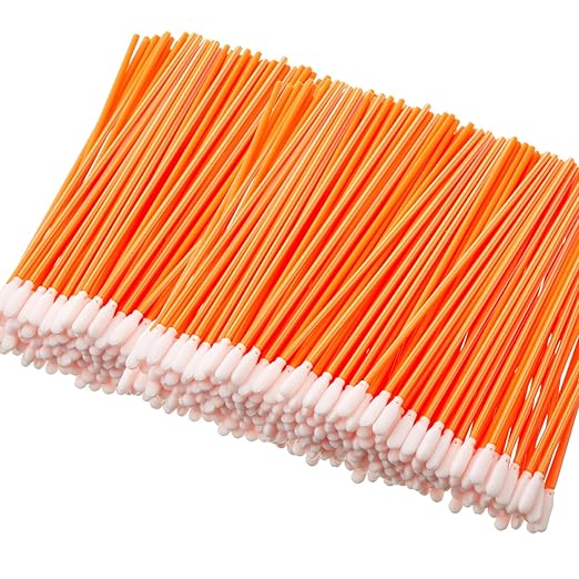 Chinco 200 Pieces Foam Swab Sponge Swab Foam Tips Sponge Stick for Inkjet Printer Print Head Camera Optical Lens Optical Equipment (Orange,6.42 Inch)