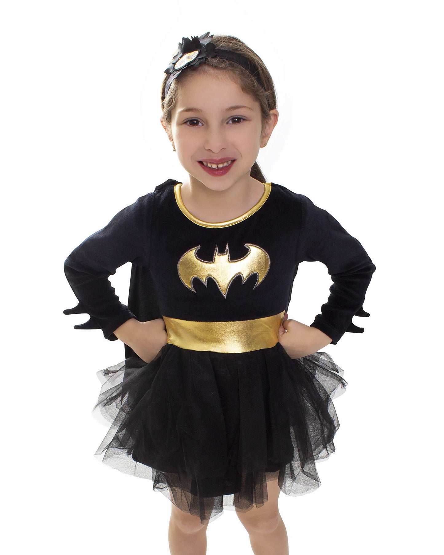DC Comics Toddler Girls Batgirl Costume Tutu Dress - Toddler Superhero Costume with Removable Cape and Matching Headband (Black/Yellow, 2T)