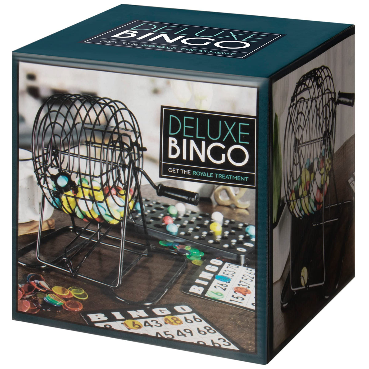 Royal Bingo Supplies Deluxe Bingo Game + Free Expansion Set 50 Premium Cards, 300 Vibrant Chips, 75 Calling Balls, 6” Bingo Cage - Premium Bingo Set for Large Groups and Parties