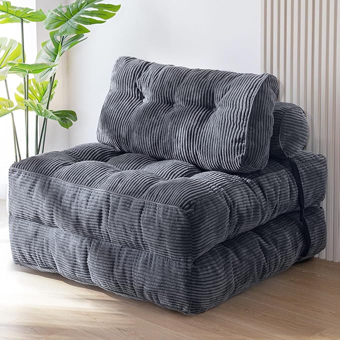 MAXYOYO Folding Sofa Bed, Convertible Sleeper Chair with Pillow Foldable Mattress with Back Support, Portable Fold Out Cha...