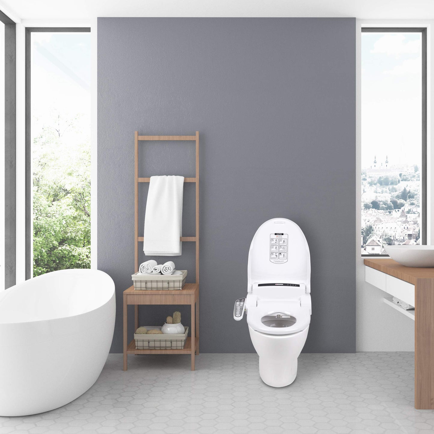 Lotus Bidet ATS-908 Elongated, Purestream Function(Constipation Relief) Heated Seat, Temperature Controlled Wash, Warm Air Dryer, Easy DIY Installation, Made in Korea