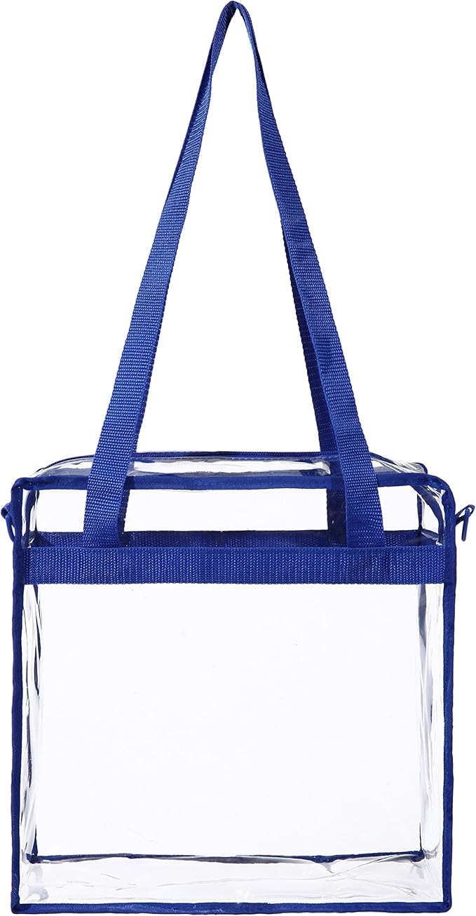 BAGAIL Clear Bags 12x6x12 Stadium Approved Clear Tote Bag with Zipper Closure Crossbody Shoulder Bag with Adjustable Strap
