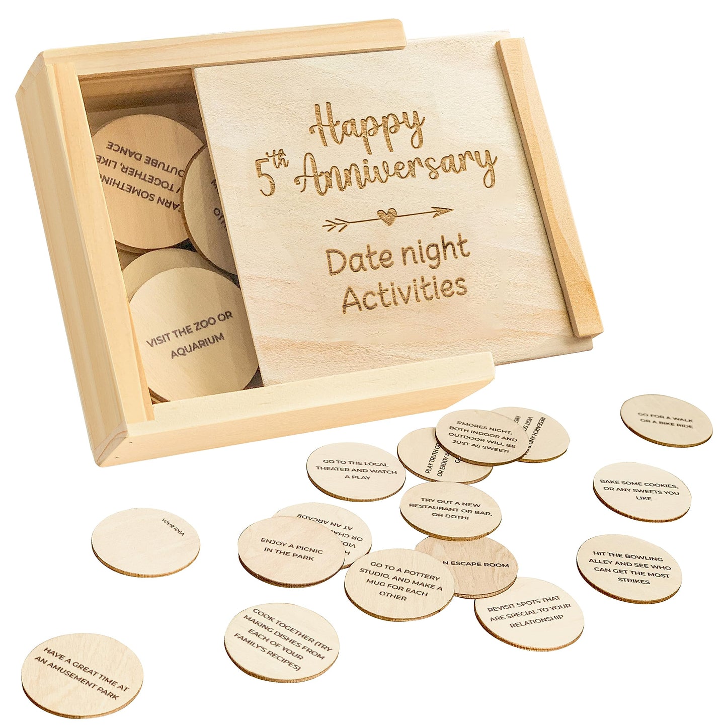 STOFINITY 5 Year Anniversary Wooden Gifts for Him Her - 5th Anniversary Traditional Gifts for Wife Husband, 5 Year Marriage Gift for Couple, Fifth Wedding Present for Men