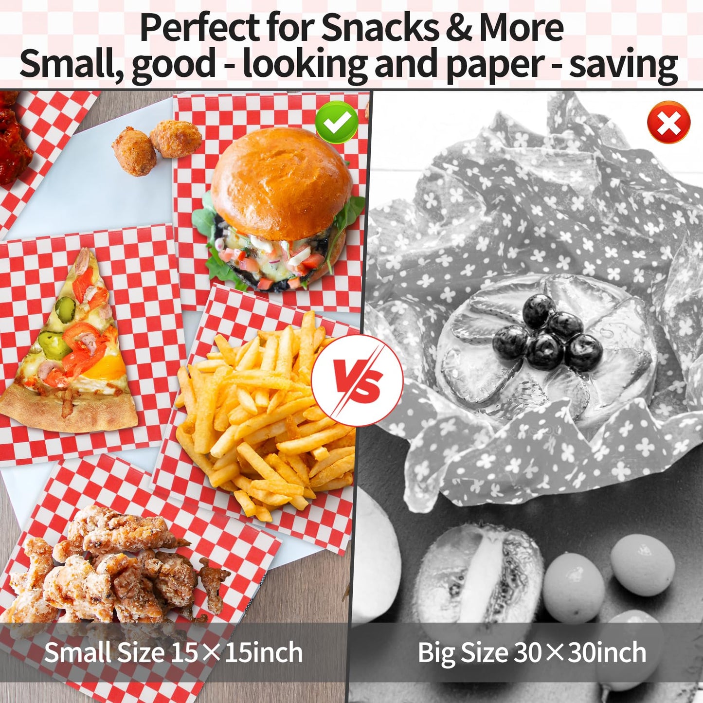 PANKQQ 100Pcs Valentine's Day Deli Paper Sheets, Ultra Grease Resistant Wax Paper Sheets for Food 7x7", Premium Sandwich Wrapping Pa-per at School Lunches, Perfect Food Basket Liners for Festival