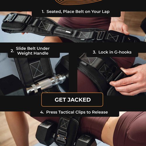 JAB Premium Hip Thrust Belt for Dumbbells & Kettlebells (Patent-Pending) Booty Belt - Strengthen Glutes & Hamstrings - Heavy Duty, Comfortable & Slip Resistant