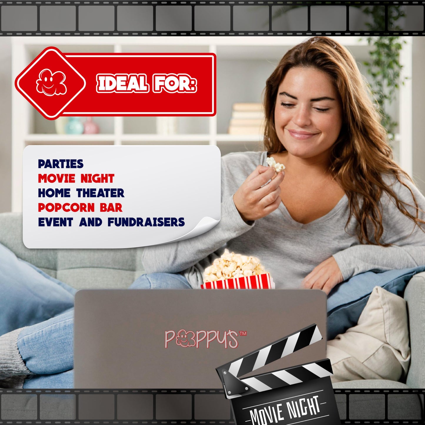 Poppy's Flat Bottom Paper Popcorn Bags – 50 Pack 2 oz Concession-Grade Bags, Popcorn Machine Accessories for Popcorn Bars, Movie Nights, Concessions