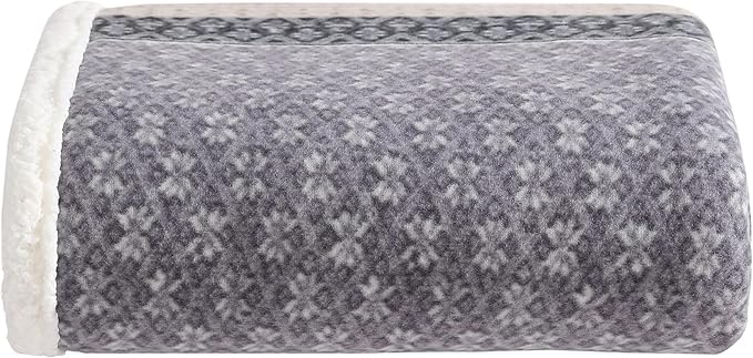 Eddie Bauer - Throw Blanket, Brushed Fleece & Plush Sherpa Bedding, Throw Blanket for Couch & Bed (Fair Isle Dark Steel, 5...