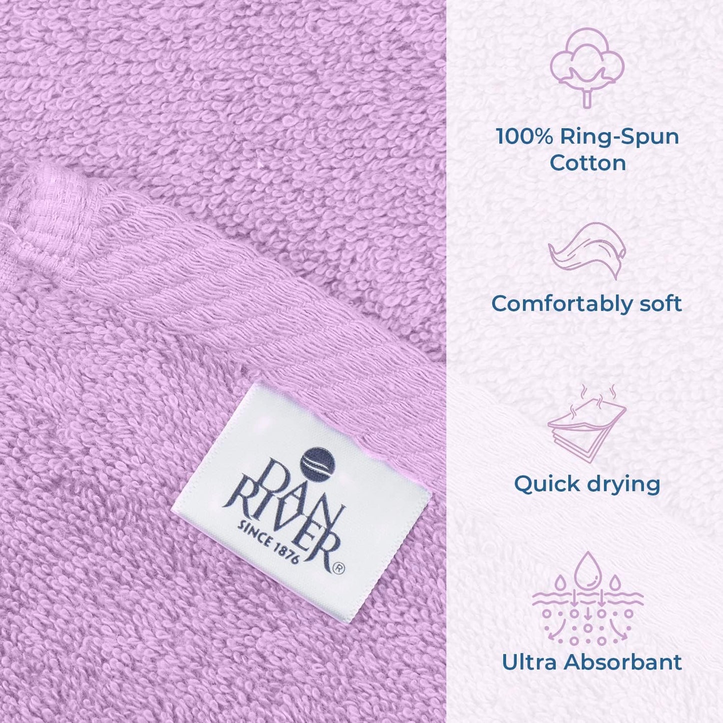 DAN RIVER Pack of 1 Bath Sheet 40x80 Inches, XL Towels Oversized for Adults, Fluffy and Soft Plush Towels - Lavender