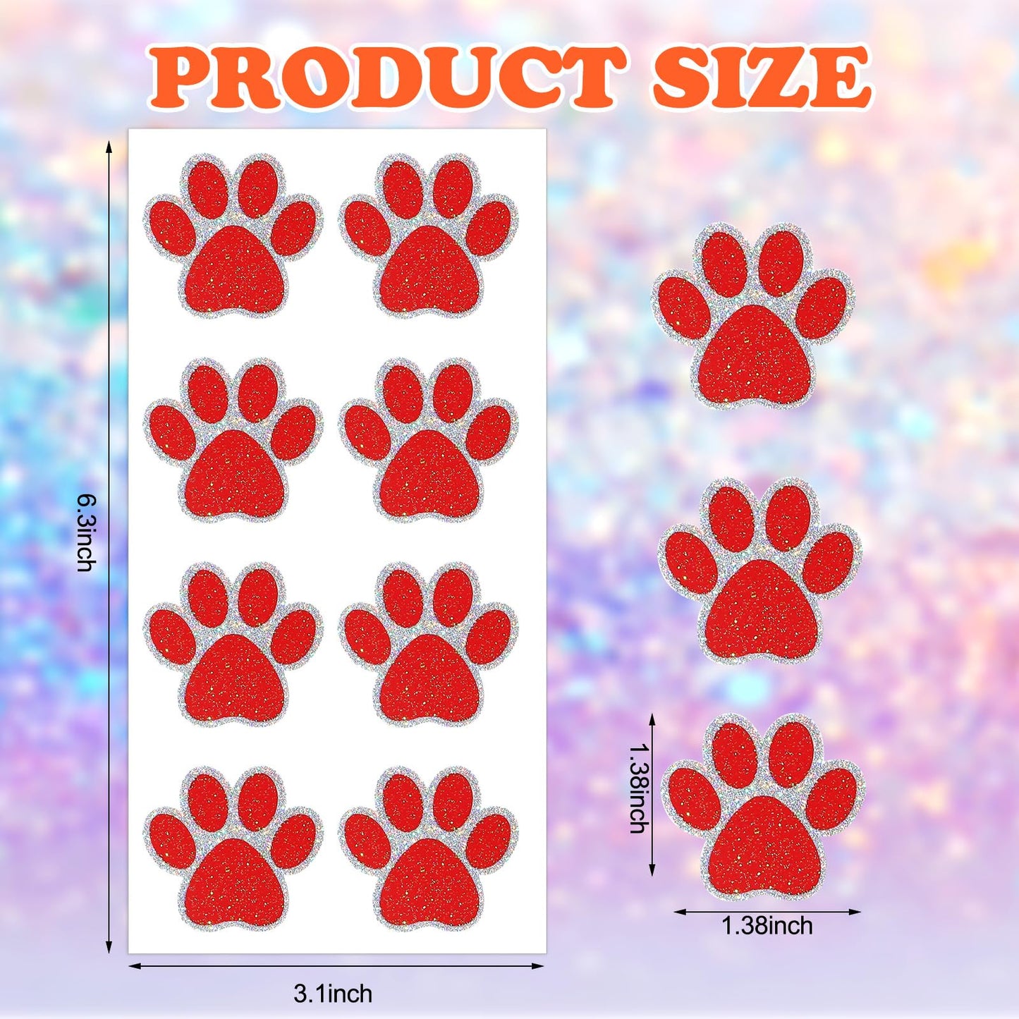 Blulu 25 Sheets 200 Pcs Paw Print Tattoos Temporary Dog Paw Glitter Tattoo Sticker Sparkly Small Stickers Removable Dog Stickers