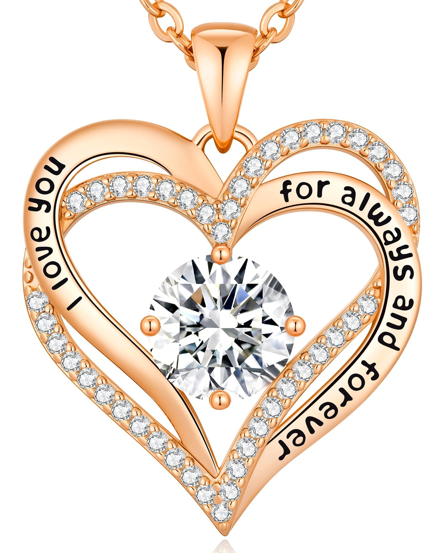 CDE Forever Love Heart Necklaces for Women, Mom, Girlfriend, Wedding Anniversary Birthday Mother Day Gift for Wife Girlfriend Jewelry with Birthstone Pendant
