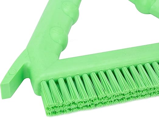 SPARTA Plastic Commercial Grout Brush, Triangle-Shaped Scrub Brush with Scraper and Two Threaded Holes for Attaching Handle (Sold Separately), 9 x 7 x 7 Inches, Lime