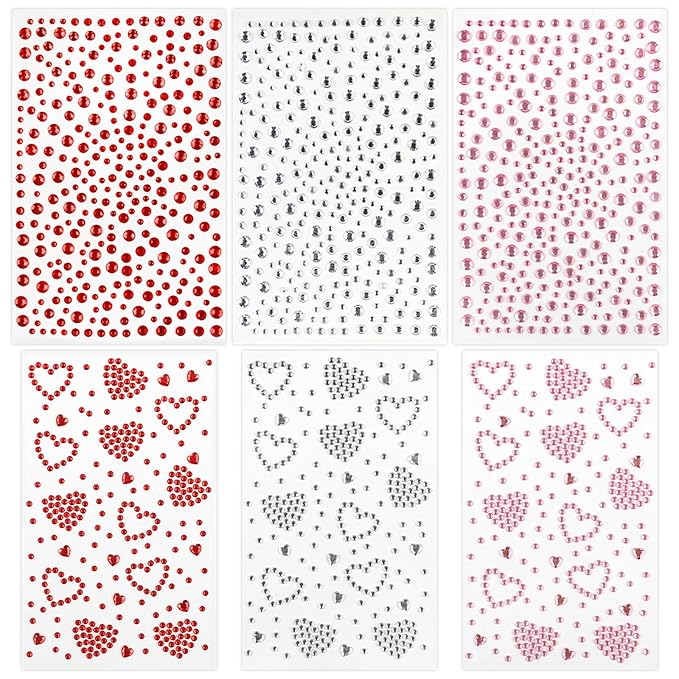 Doneace Heart Rhinestones Self Adhesive Face Gems Stickers, Hair Gems Face Jewels Festival Essentials Rave Accessories Rhi...