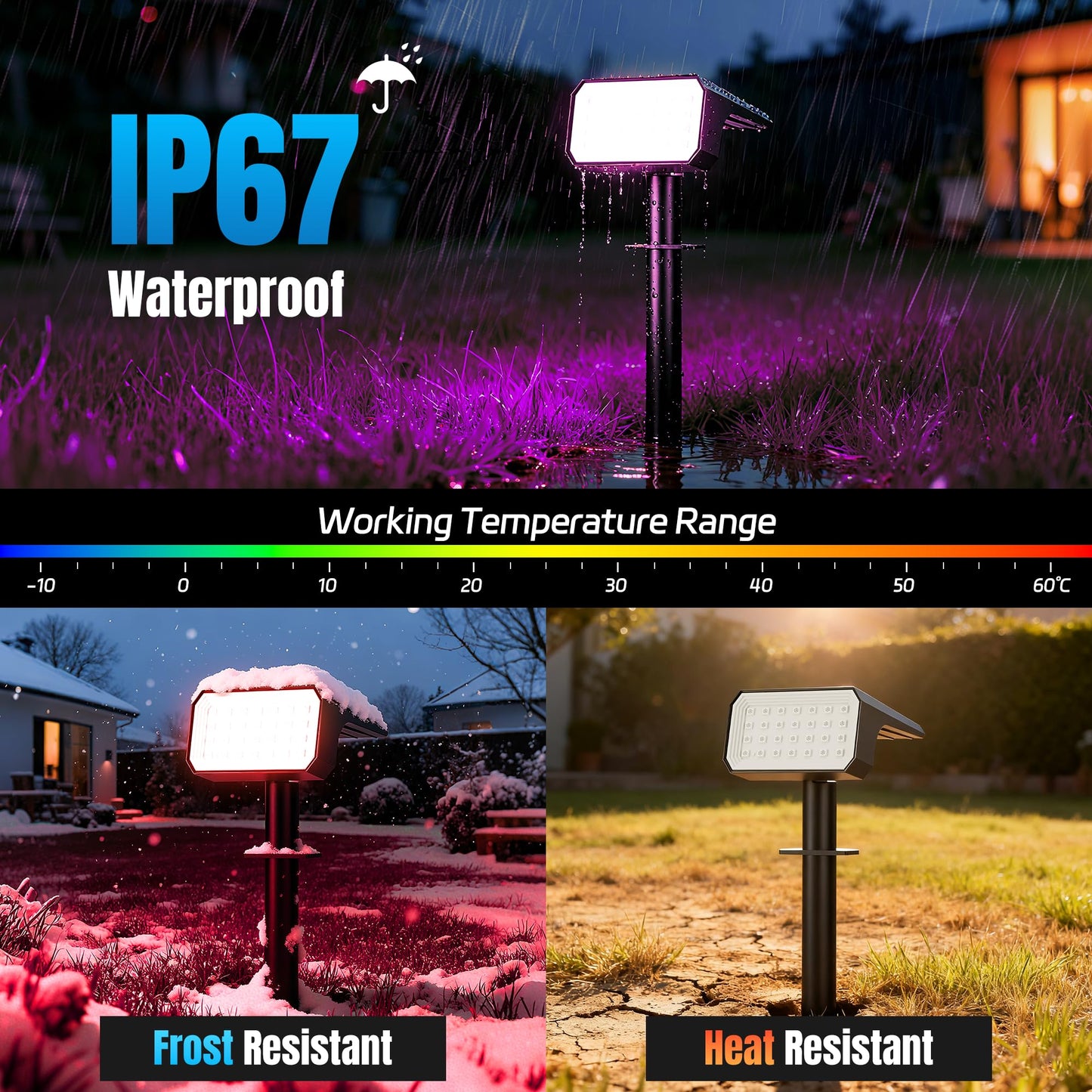 Flaow Solar Spot Lights Outdoor Color Changing, [6 pack/28 LED] 7 Modes Auto On/Off Solar Landscape Spotlights, Ip67 Waterproof Solor Powered Pathway Lights for Outside Yard Garden Walkway Tree Patio