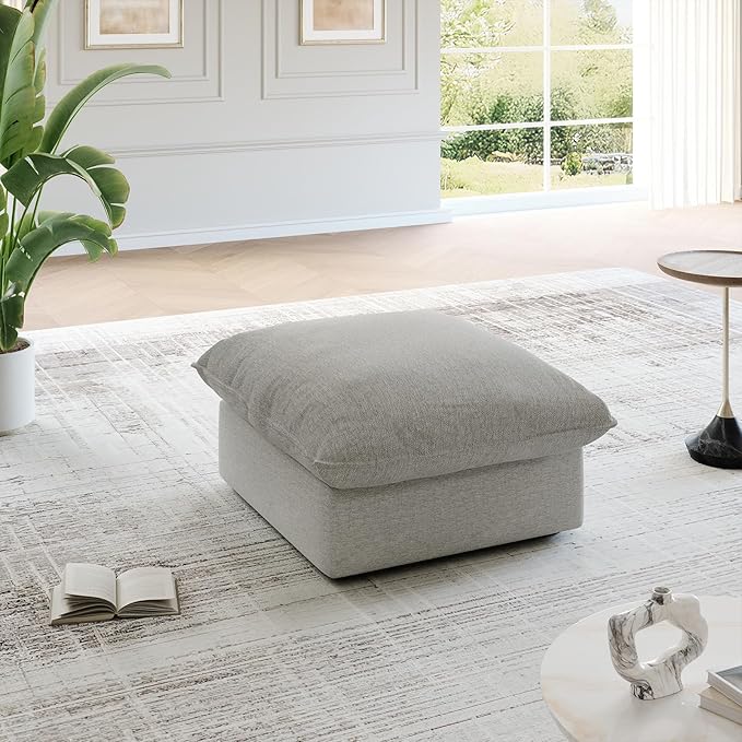Lopzeho Cloud Movable Ottoman, Waterproof Down Filled Modular Sectional Sofa, High Backrest Sectional Couches for Living Room, Modern Modular Couch with Removable Cover, Light Gray
