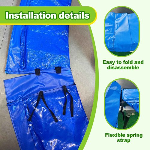 Deomod Trampoline Pad, 10FT 12FT 14FT Trampoline Replacement Safety Pad, Universal Trampoline Pads, Spring Cover, Waterproof, Tear Resistant, Round Arch Trampoline Accessories for Kids Adults, Blue