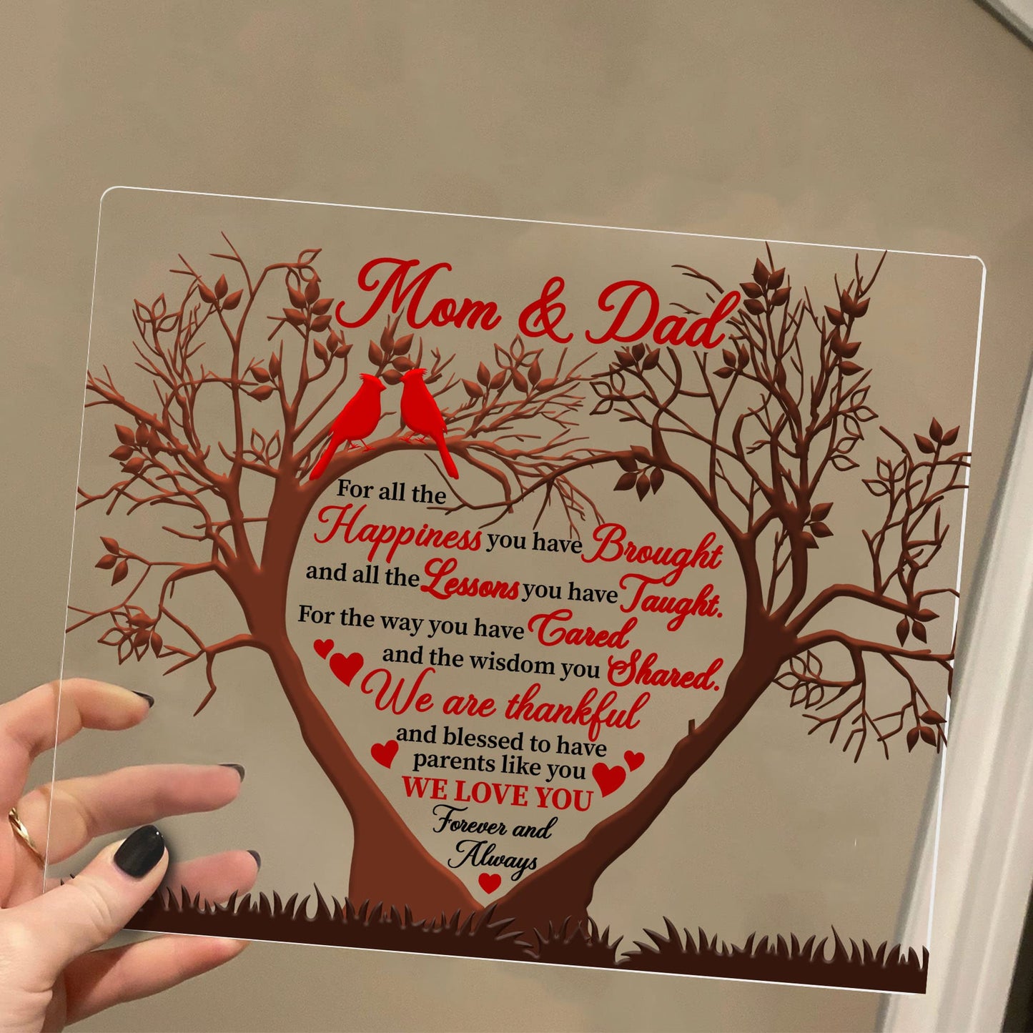 ARTSYWIX Mom & Dad Gifts from Daughter Son, To My Parents Acrylic Plaque, Thank You Mom & Dad Keepsake, Grateful Gift for Parents Mother-in-law, Bonus Mom Stepdad Present, Anniversary Wedding Gifts