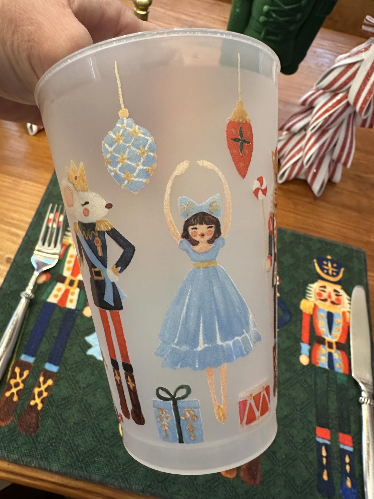 Marye-Kelley Christmas Nutcracker Suite Shatterproof 20 Oz Frosted Cups - Set of 6 Cups - BPA Free - Made in the USA Dishwasher Safe