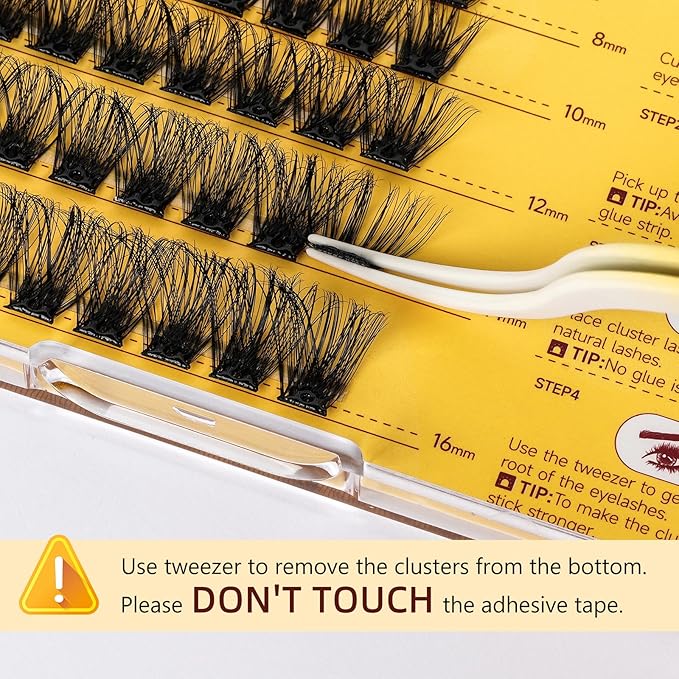 QUEWEL Self Adhesive Eyelashes Natural Look, No Glue Needed Lash Clusters with Eyelash Clusters Tweezer, 40 Pcs Reusable Lashes Self Adhesive for Beginners, DIY Lash Extensions for Home Use(ZN-02)