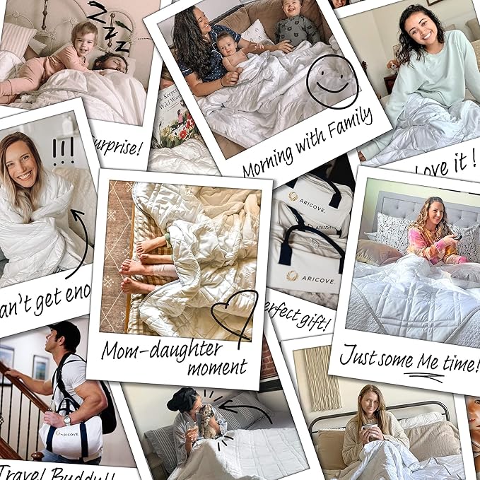 Aricove Weighted Blanket for Kids and Adults, 5 lbs, Small Weighted Blanket for Travel/Home, Soft Bamboo Viscose, 36x48 inches, Machine Washable, White