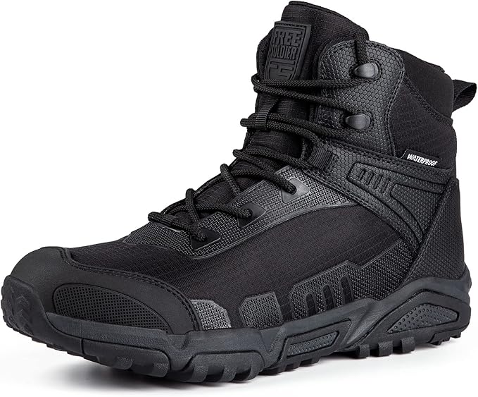 FREE SOLDIER Men's Waterproof Tactical Work Boots Lightweight Comfortable Combat Hiking Boots