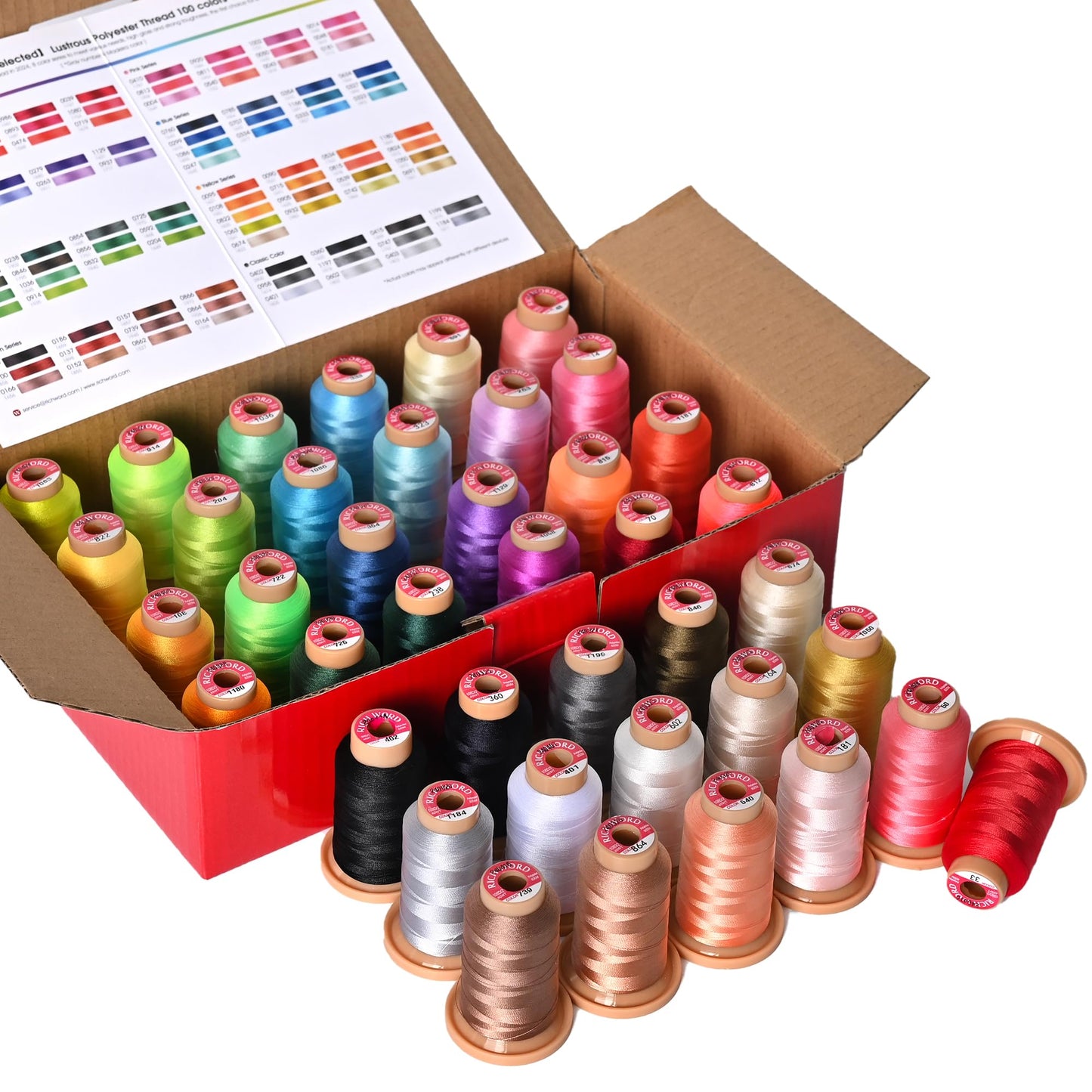 PooLin EOC05 Advanced Plus Bundle with 40 Thread Spools, 25 Bobbins & Cut-Away Stabilizer Sheets for Home Embroidery