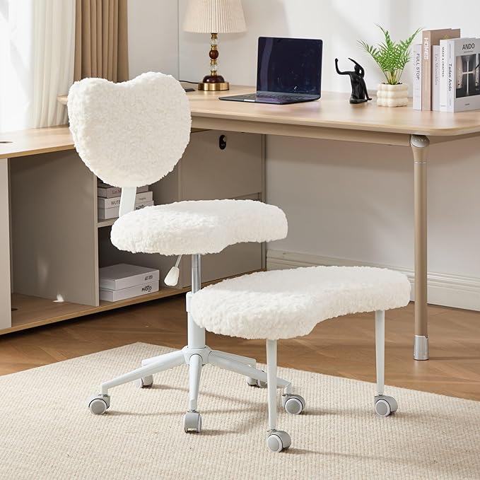 Cross Legged Office Chair for Adults, Criss Cross Office Chair with Wheels, Adjustable Meditation Chair with Lumbar Support, ADHD Desk Chair for Home Office, Beige