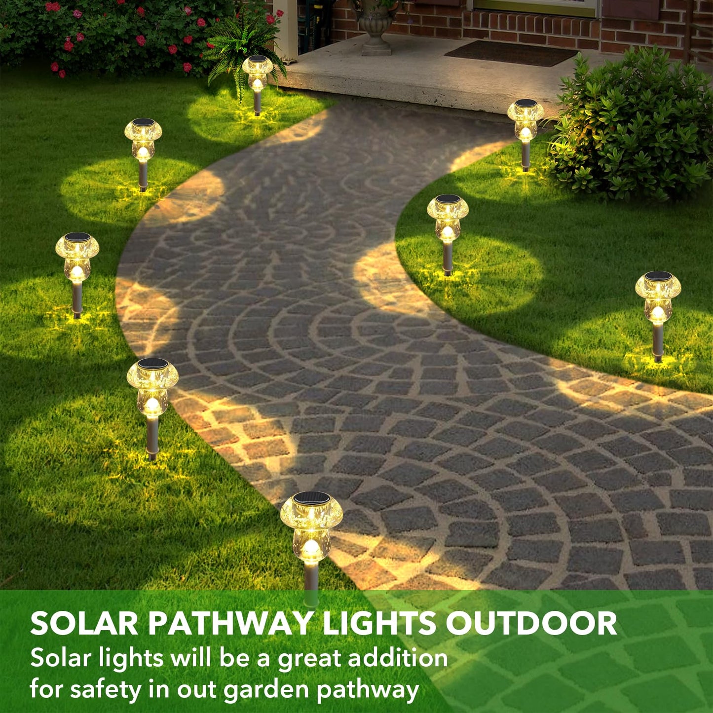 Benany Solar Lights Outdoor, 16 Pack Mushroom Lights Outside Waterproof, Solar Powered LED Lighting for Garden, Yard, Landscape, Path, Pathway, Lawn, Walkway, Driveway, Backyard Decor (Warm White)