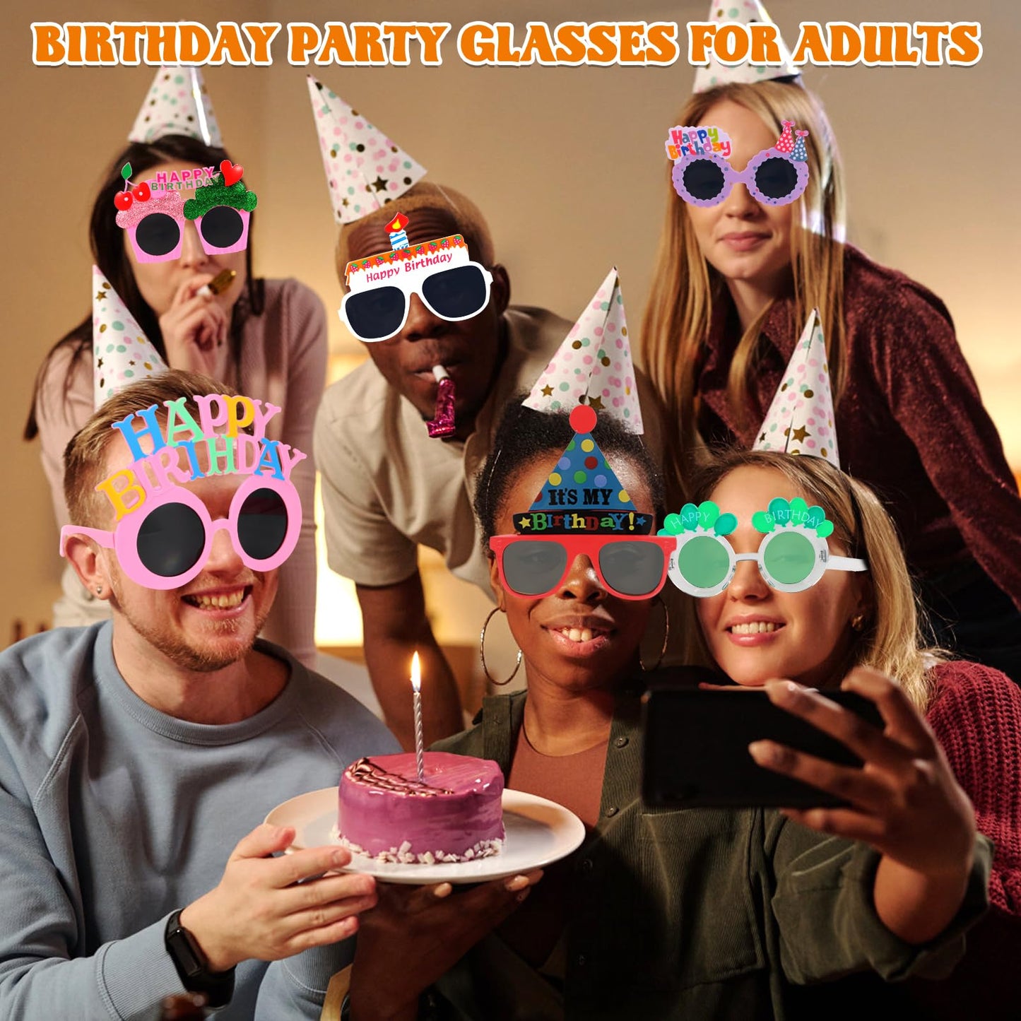 NICOWARM 12pcs Birthday Glasses, Happy Birthday Sunglasses, Novelty Funny Photo Booth Props for Party, Sunglasses for Kids Adults Party Favors