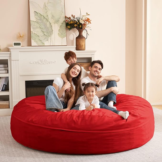 HABUTWAY XX-Large Bean Bag Chair: Giant 7' Memory Foam Furniture Bean Bag Chairs for Adults with Microfiber Cover 7Ft (Red)