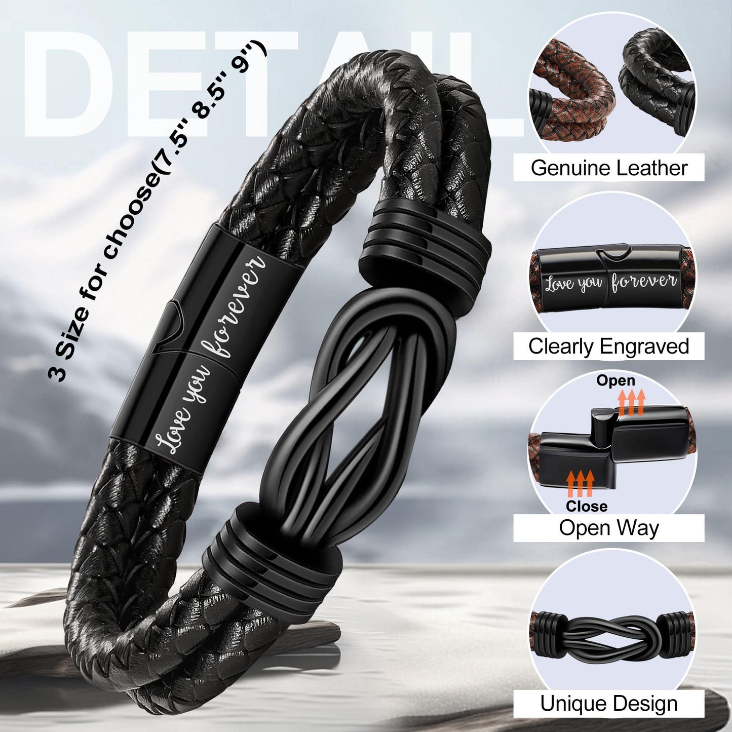 21st Birthday Gifts for Him, Birthday Gifts for Boyfriend Leather Bracelets for Men 21 Year Old Son Grandson Nephew Cousin Bracelet Brother Birthday Gift