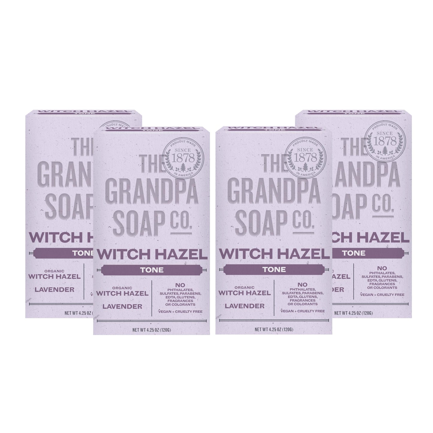 The Grandpa Soap Company Witch Hazel Bar Soap - Gently Tones Skin, With Witch Hazel and Lavender, Provides a Relaxing Effect, Ve