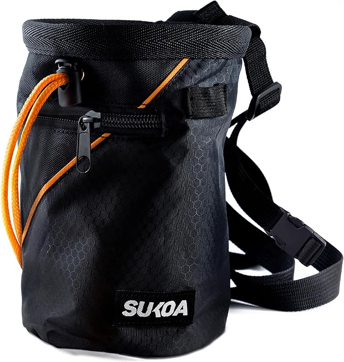 Chalk Bag for Rock Climbing - Rock Climbing Gifts Gear Accessories - Quick-Clip Belt, Large Zippered Pockets & Brush Holde...